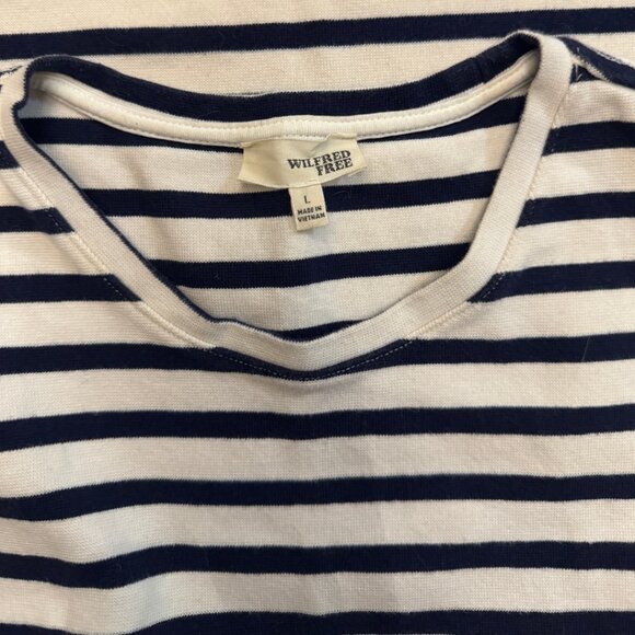 Aritzia Wilfred Free Seymour Dress | Black & Navy Striped | Size Large - Picture 5 of 8